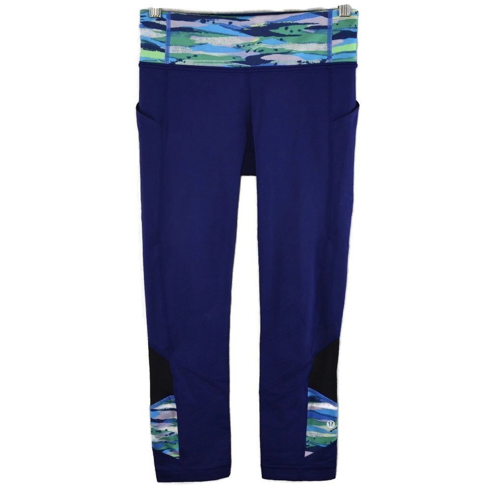 lululemon Pace Rival Crop *23" Size 4 in Hero Blue & Seven Wonders Multi